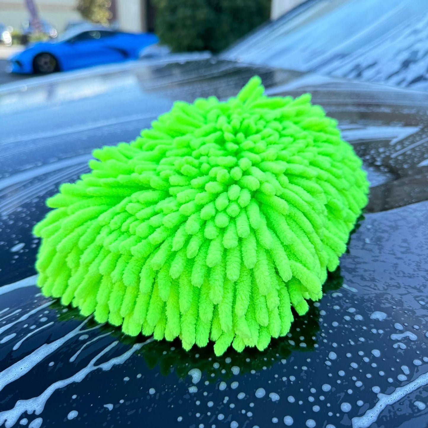 Car Wash Mitt Microfiber Green, Premium Chenille Microfiber